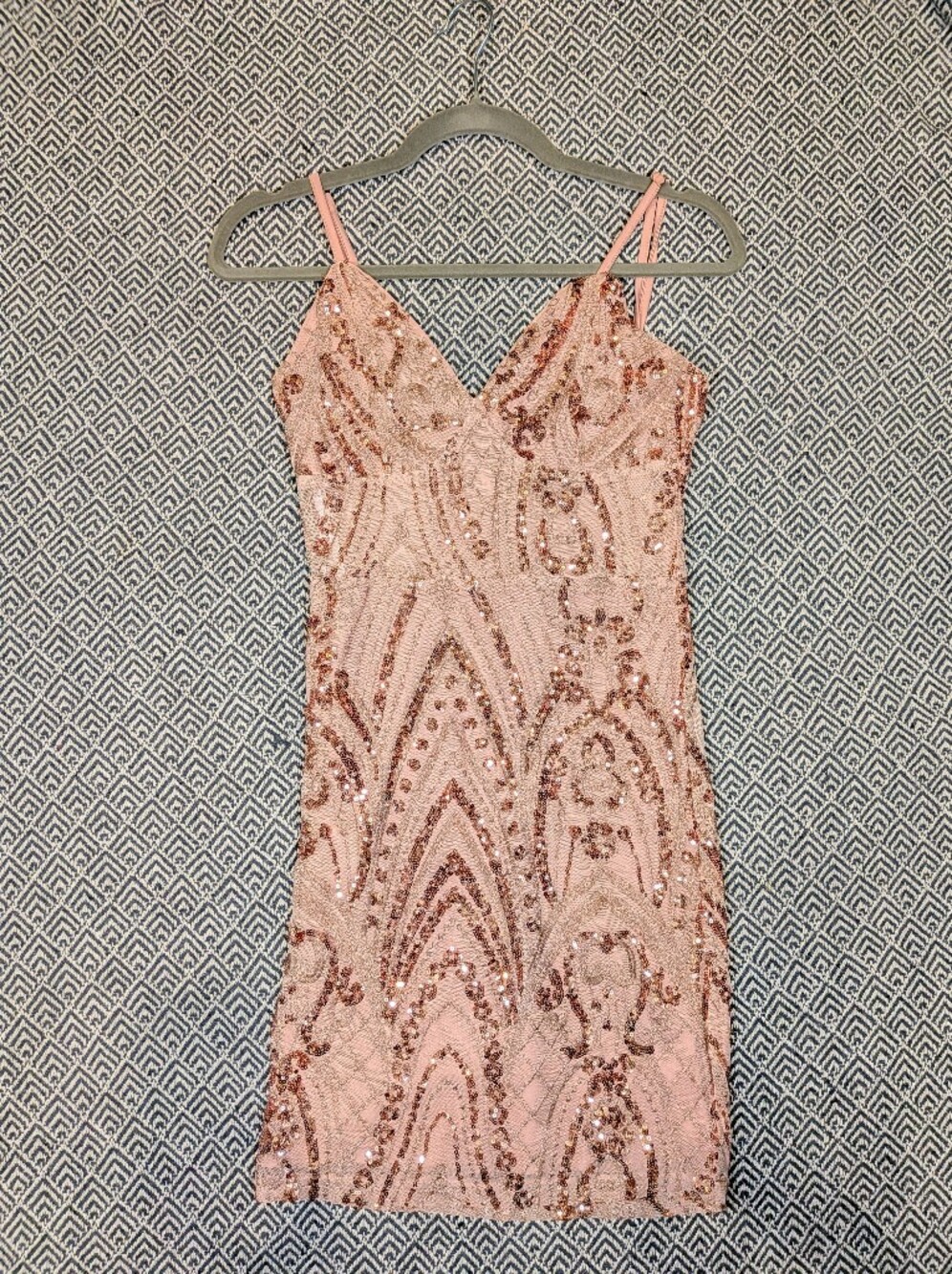 GUESS Rose Gold Sequin Mini Slip Dress